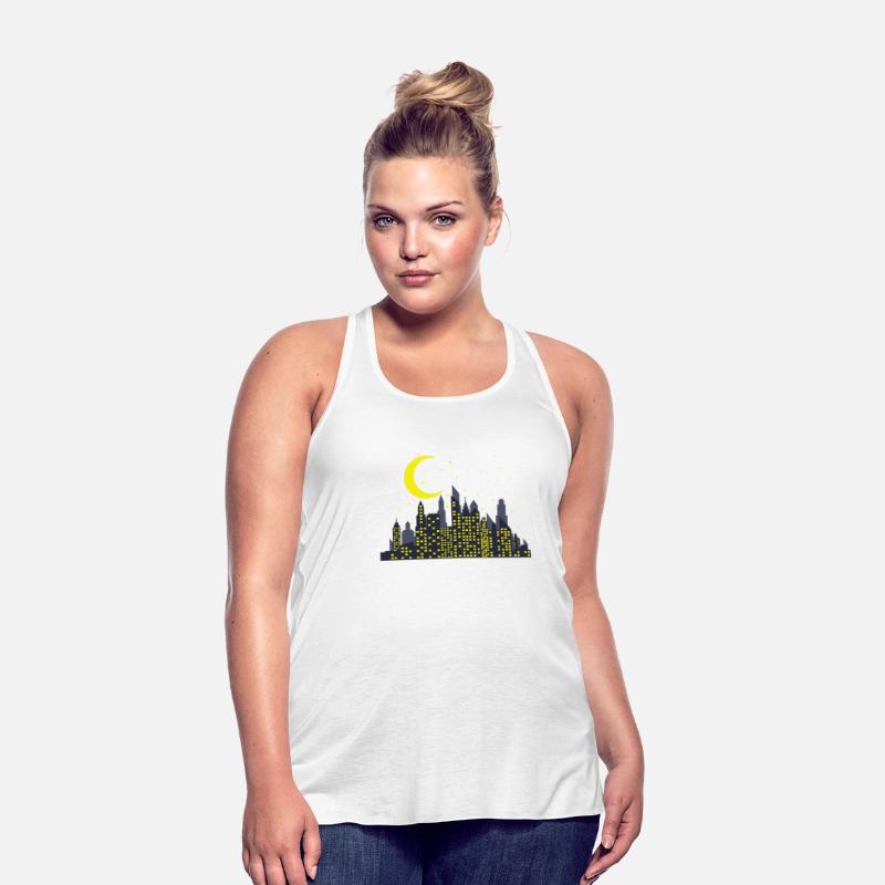 Night Skyline with half Moon Building City