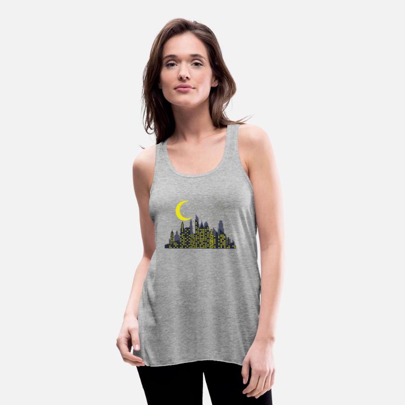 Night Skyline with half Moon Building City