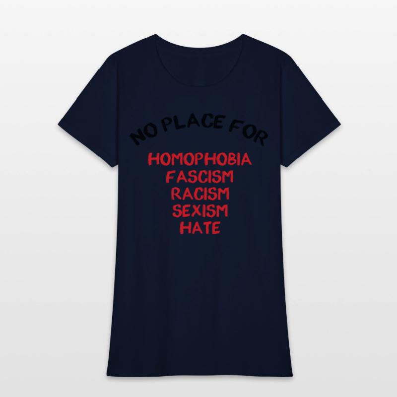 NO PLACE FOR HOMOPHOBIA FASCISM RACISM SEXISM HATE