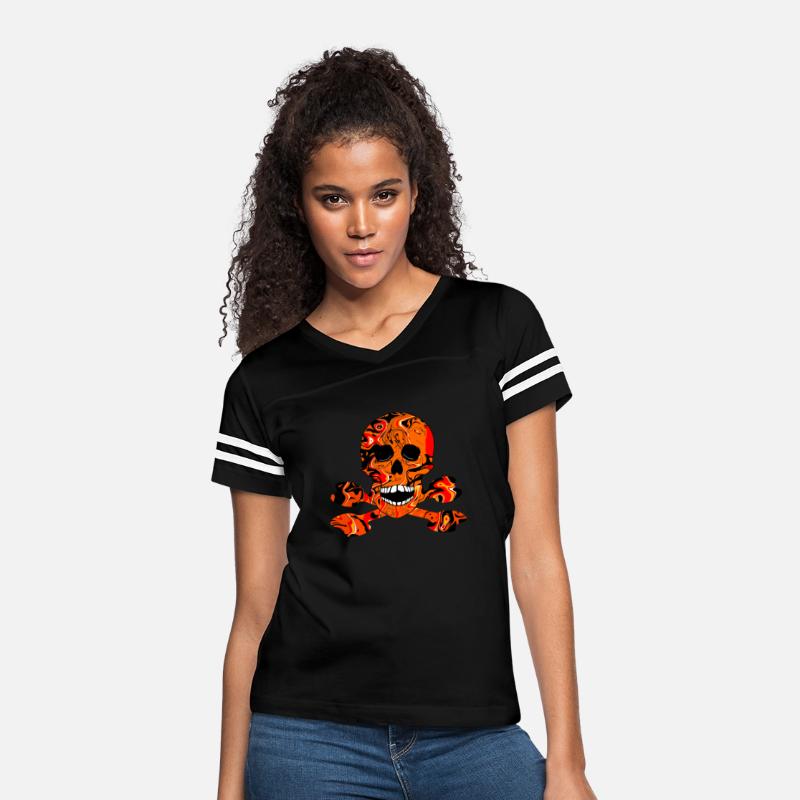 Orange And Black Skull And Crossbones