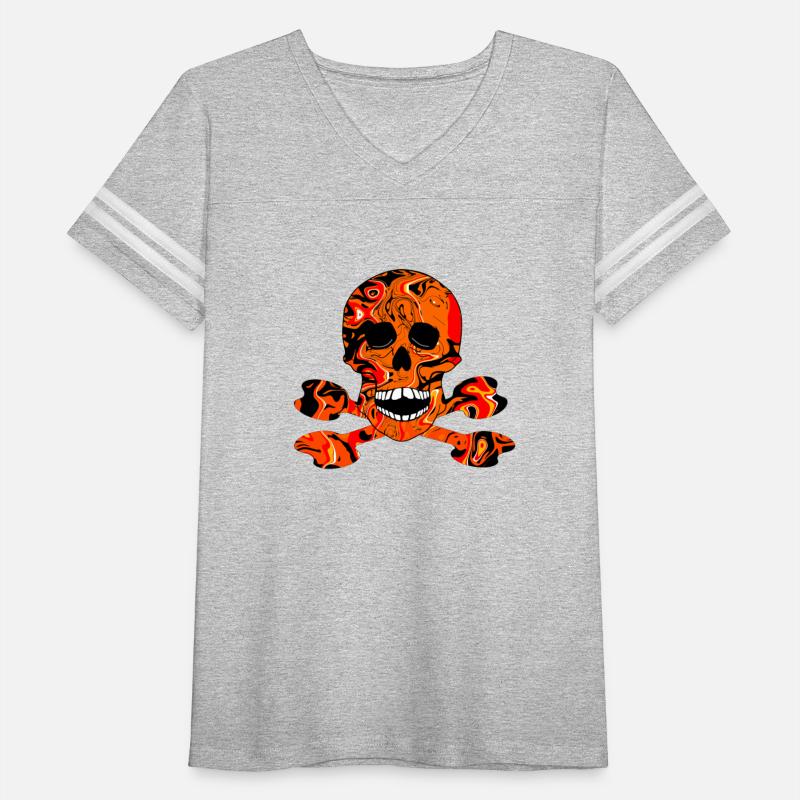 Orange And Black Skull And Crossbones