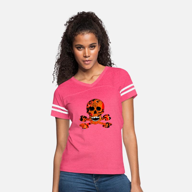 Orange And Black Skull And Crossbones