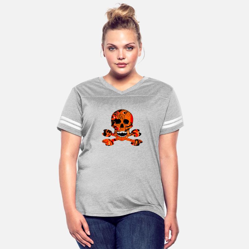 Orange And Black Skull And Crossbones