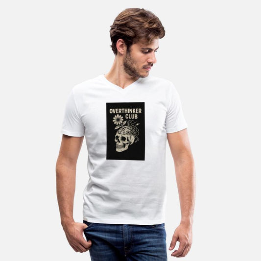 Overthinker Club – Grunge Skull & Brain Flowers Te