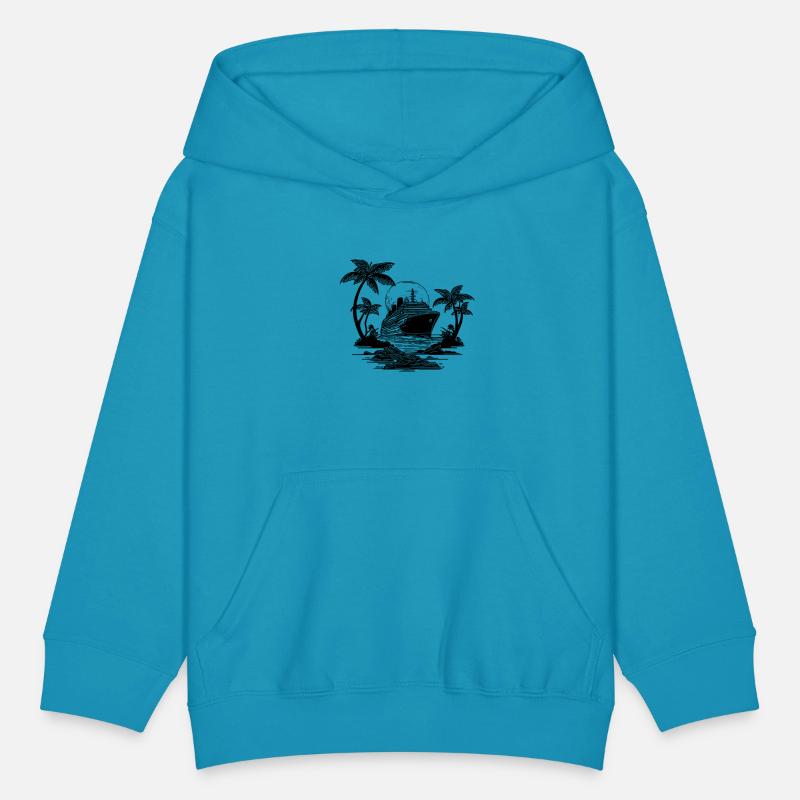 Palm Trees With Cruise Ship At Sunset