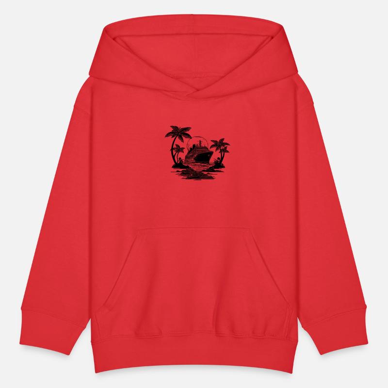 Palm Trees With Cruise Ship At Sunset