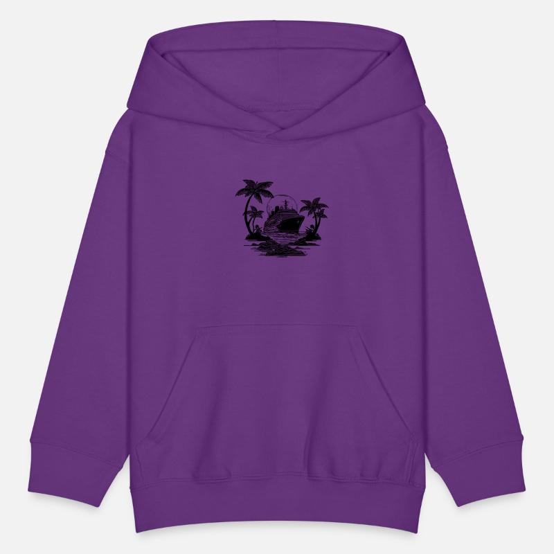 Palm Trees With Cruise Ship At Sunset