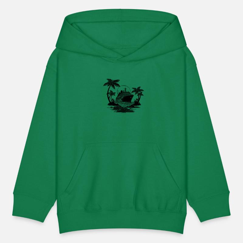 Palm Trees With Cruise Ship At Sunset