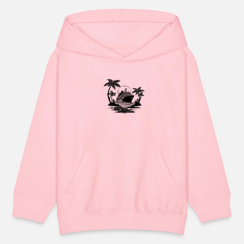 Palm Trees With Cruise Ship At Sunset