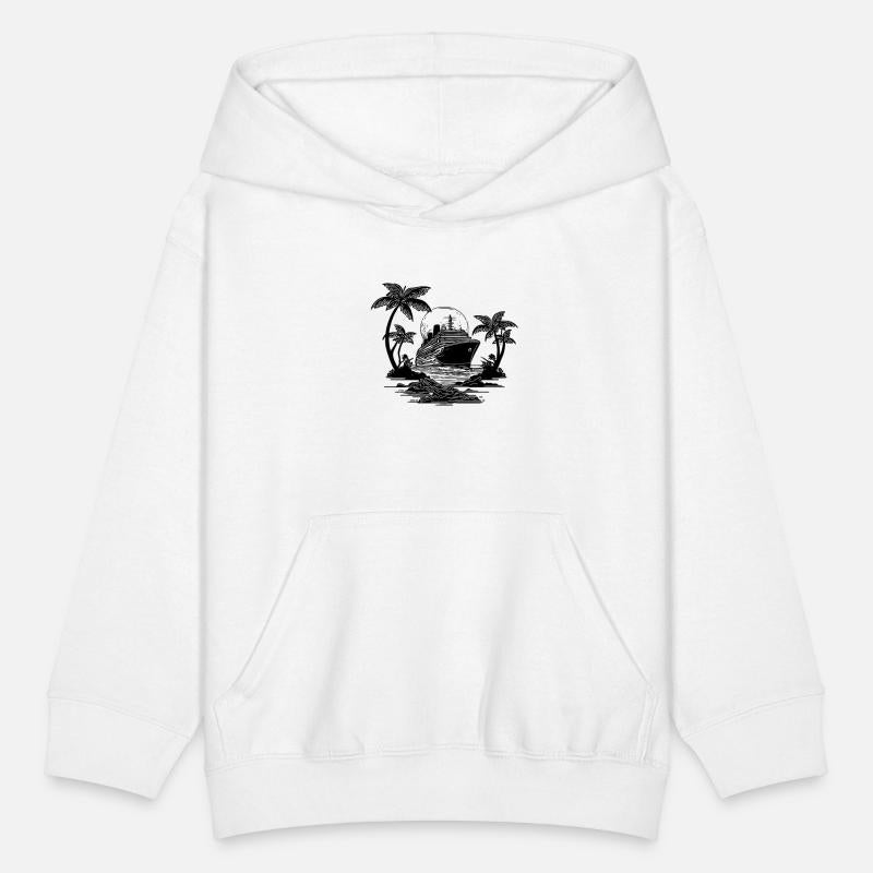 Palm Trees With Cruise Ship At Sunset