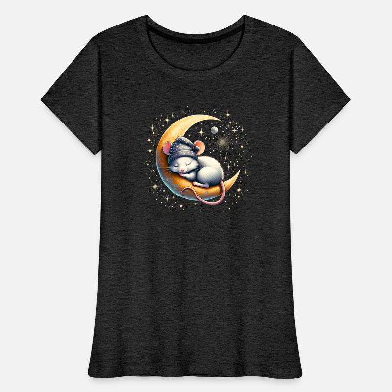 peacefully sleeping mouse on a crescent moon