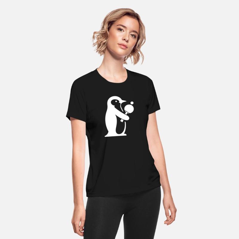 Penguin Table Tennis Player Silhouette Minimalist