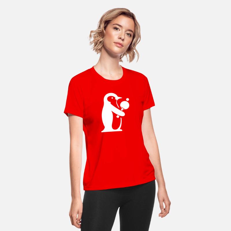 Penguin Table Tennis Player Silhouette Minimalist