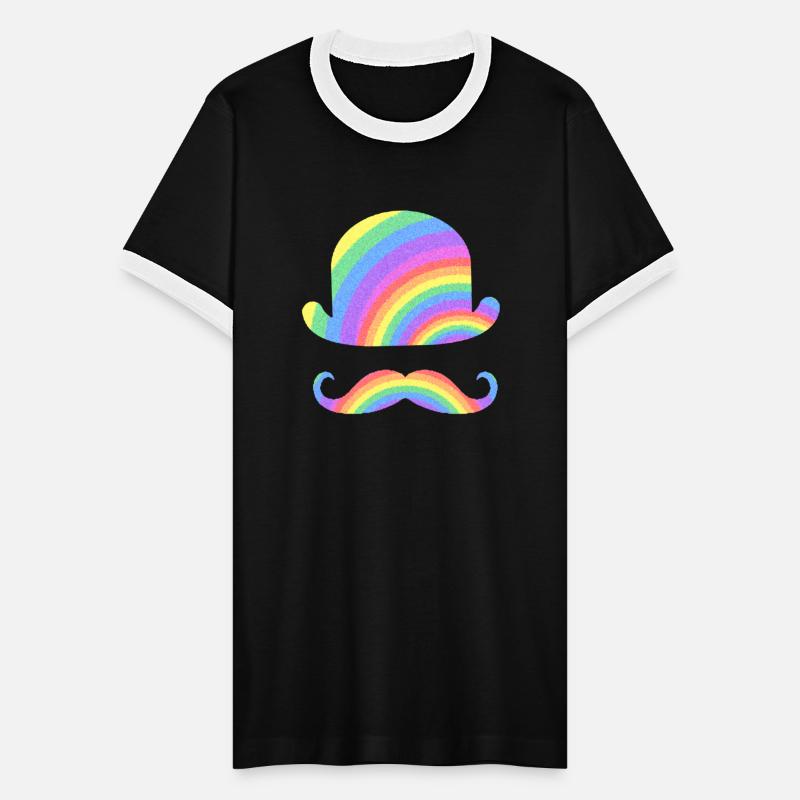Rainbow Gentleman Bowler Hat Moustache blue