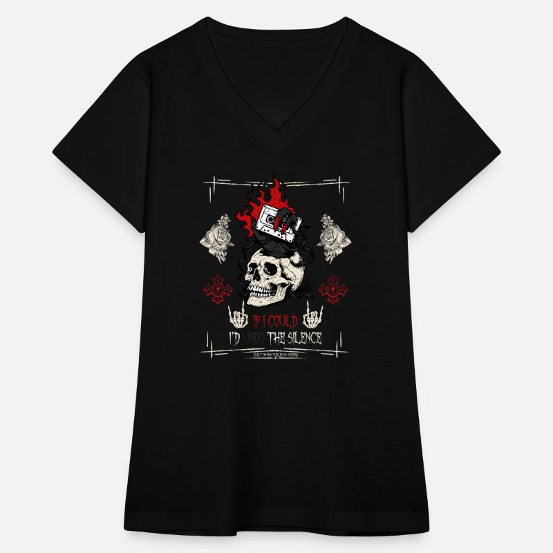 Retro Cassette Skull Rock T-Shirt - Rewind Silence