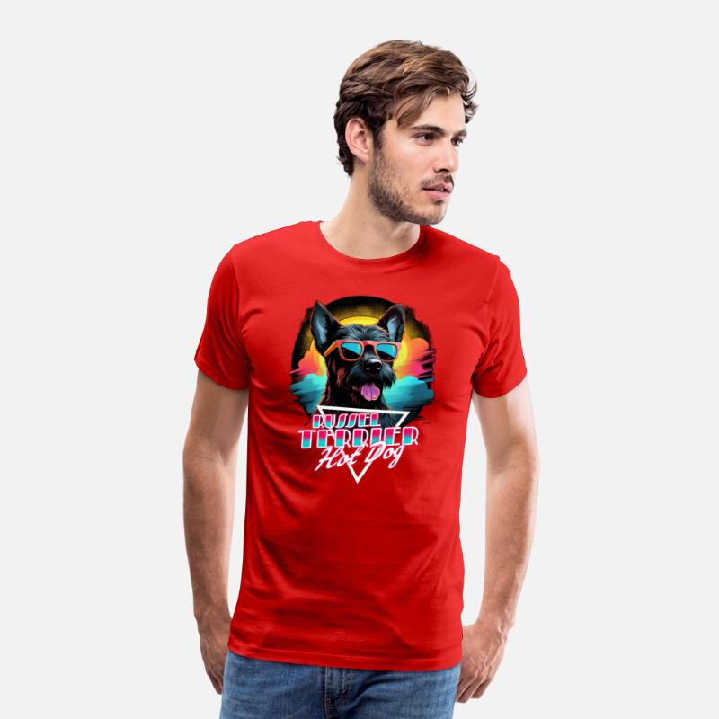 Retro Wave Jack Russel Terrier Hot Dog Shirt