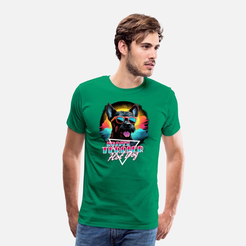 Retro Wave Jack Russel Terrier Hot Dog Shirt