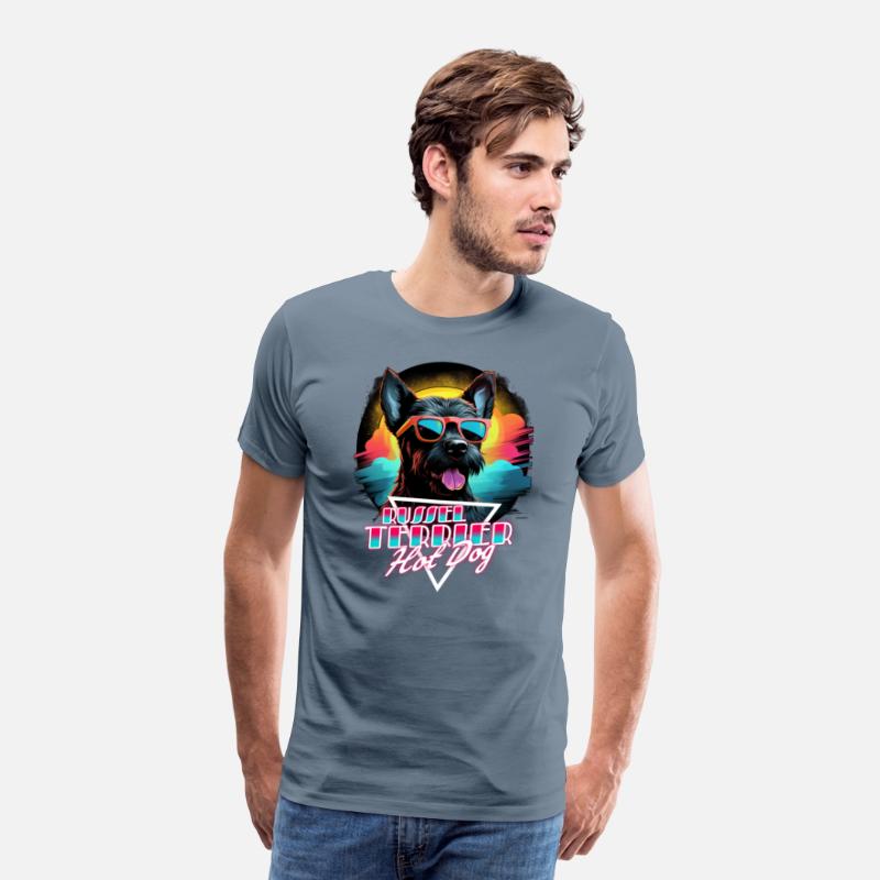 Retro Wave Jack Russel Terrier Hot Dog Shirt