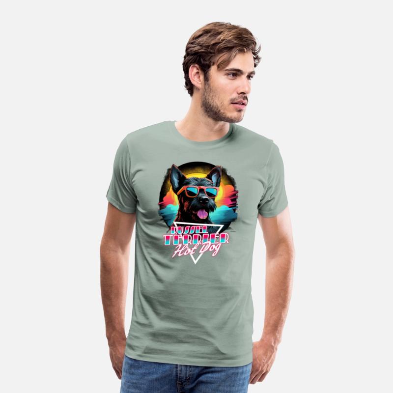 Retro Wave Jack Russel Terrier Hot Dog Shirt