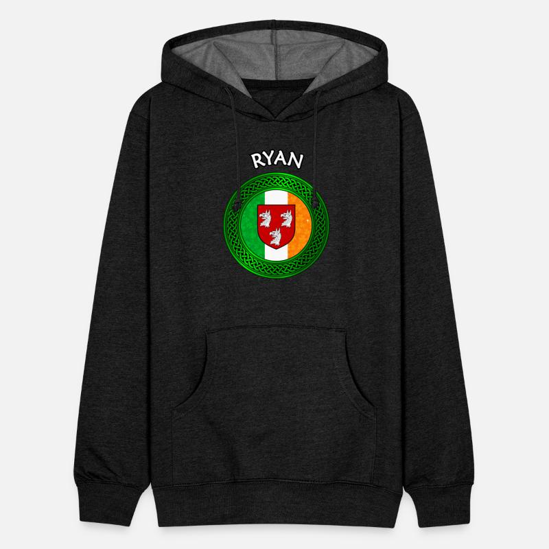 Ryan Coat of Arms on Shamrock Irish Flag