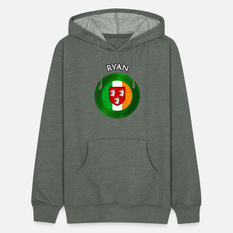 Ryan Coat of Arms on Shamrock Irish Flag