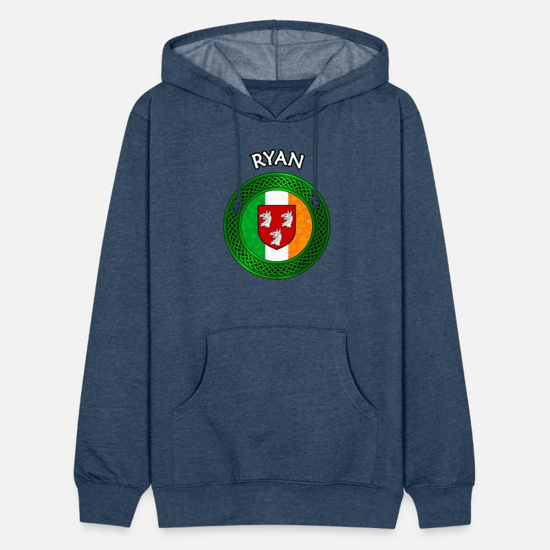 Ryan Coat of Arms on Shamrock Irish Flag