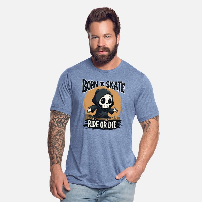 Skull Born to Skate Skater Skateboard