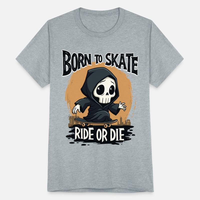 Skull Born to Skate Skater Skateboard