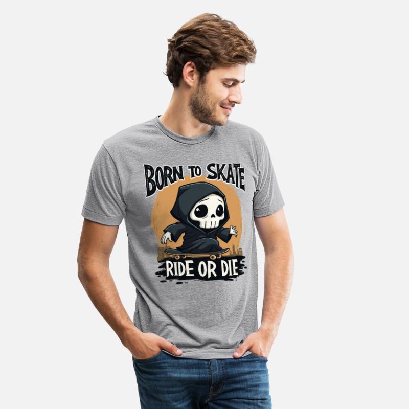 Skull Born to Skate Skater Skateboard