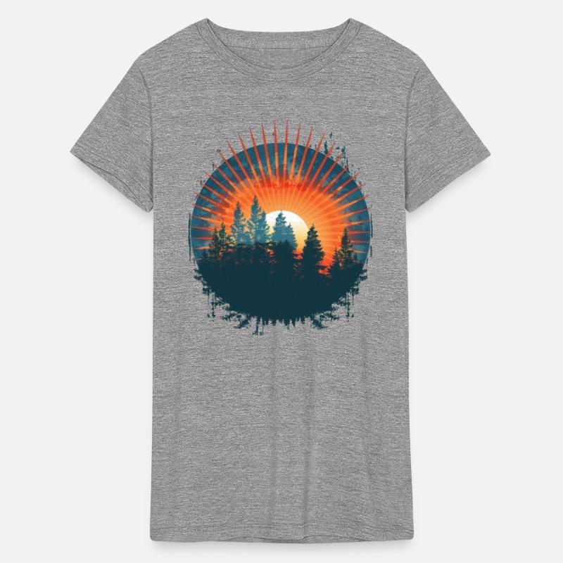 Sunset Pine Forest Retro Circle