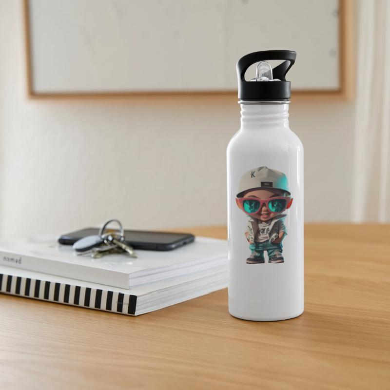 The boy poses in stylish clothes hip hop