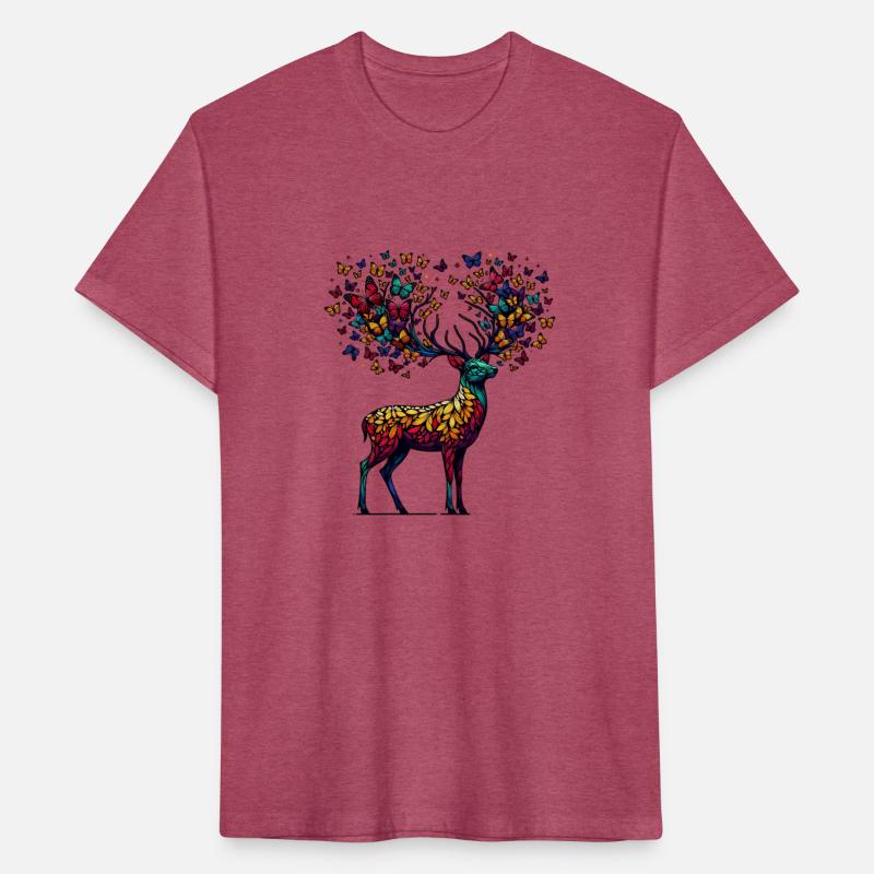Vibrant Stag with Butterfly Antlers Art