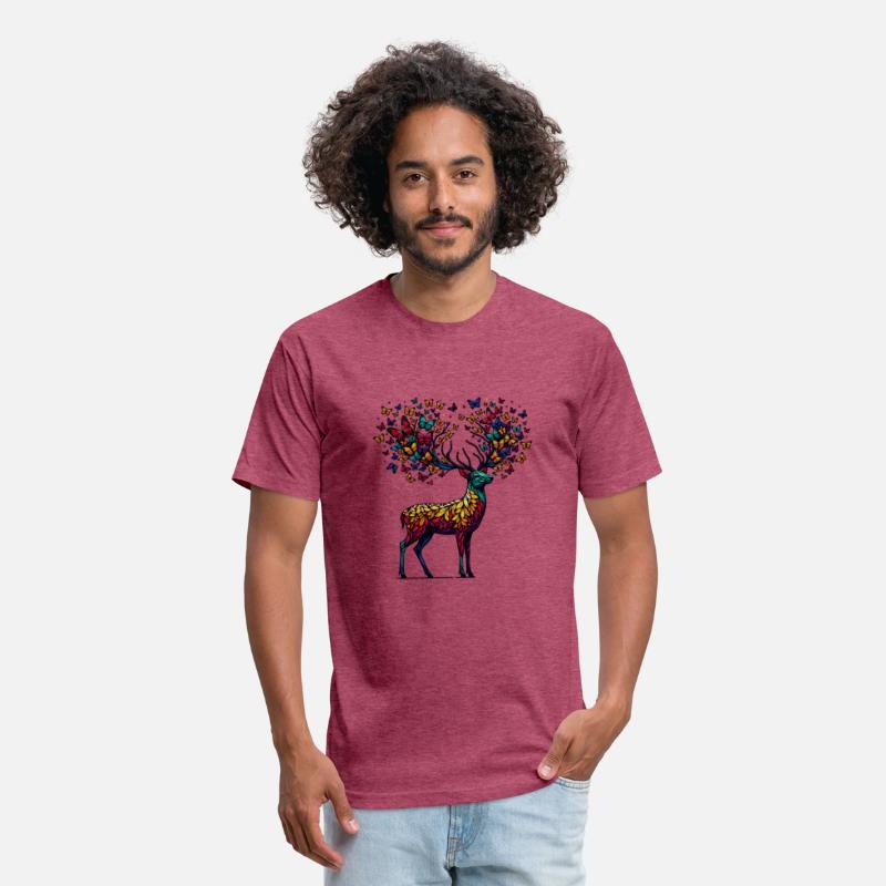 Vibrant Stag with Butterfly Antlers Art