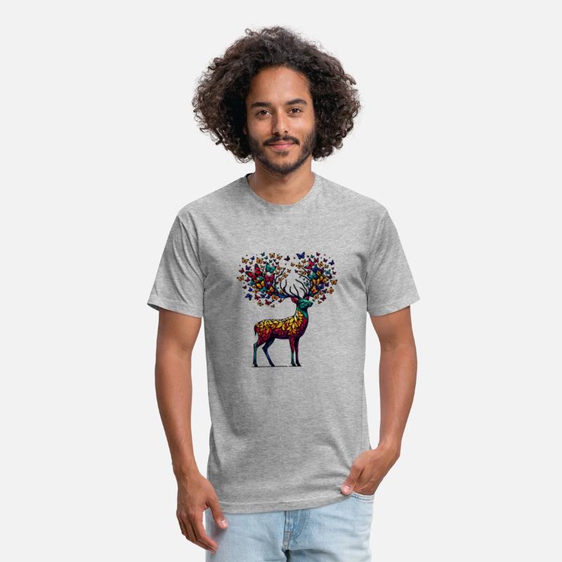 Vibrant Stag with Butterfly Antlers Art
