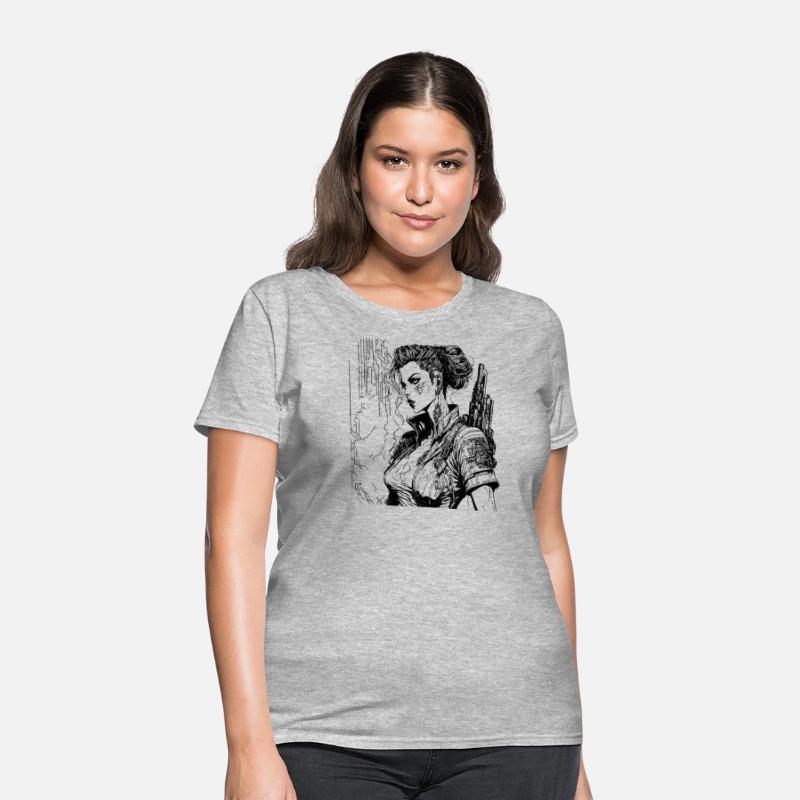 Woman with vintage gun. Vintage woman