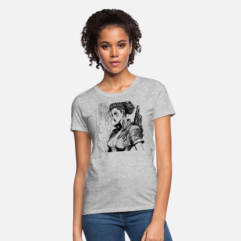 Woman with vintage gun. Vintage woman