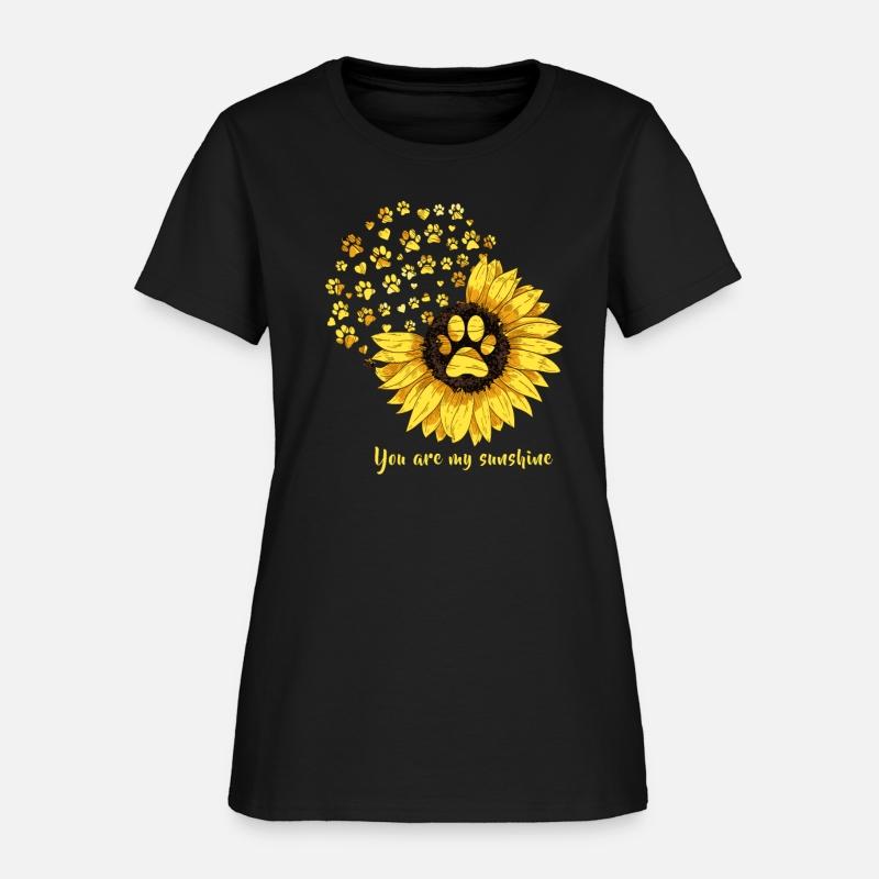 Womens Dog Paw Print Sunflower