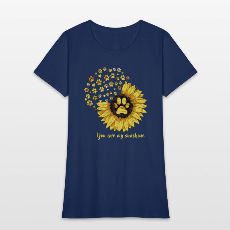 Womens Dog Paw Print Sunflower