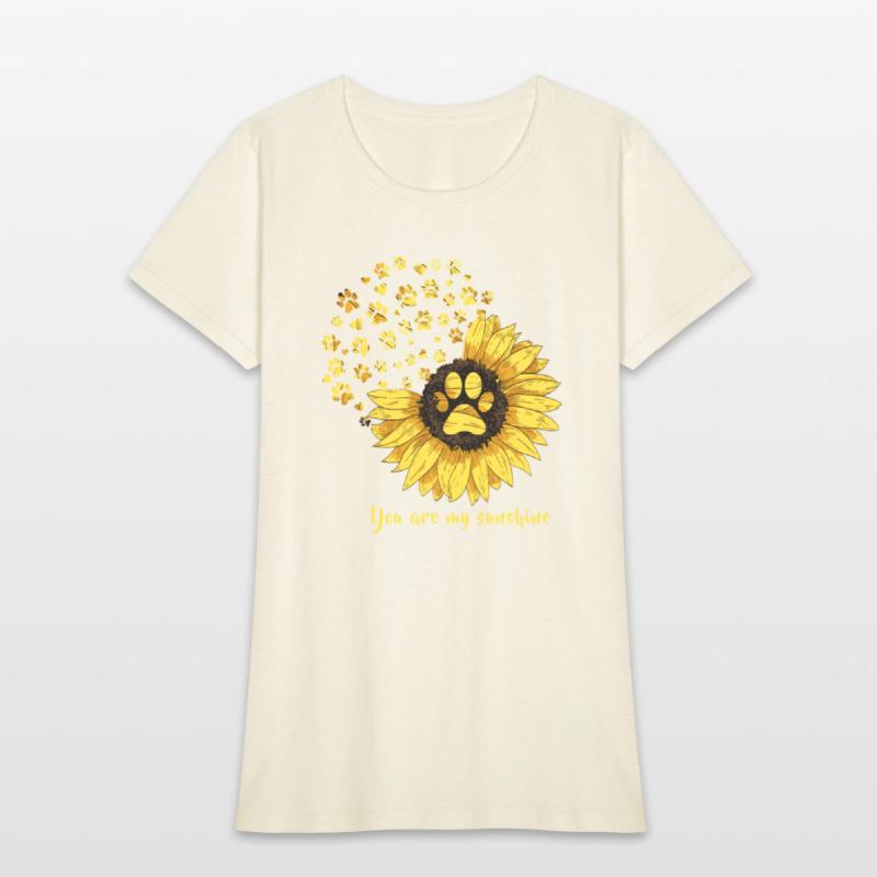 Womens Dog Paw Print Sunflower
