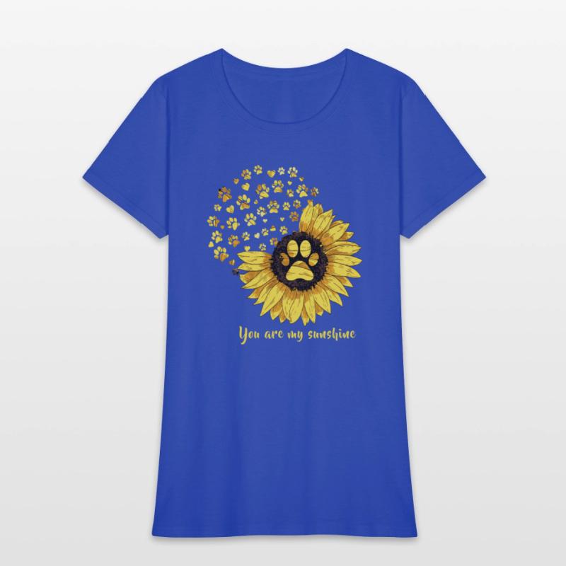 Womens Dog Paw Print Sunflower
