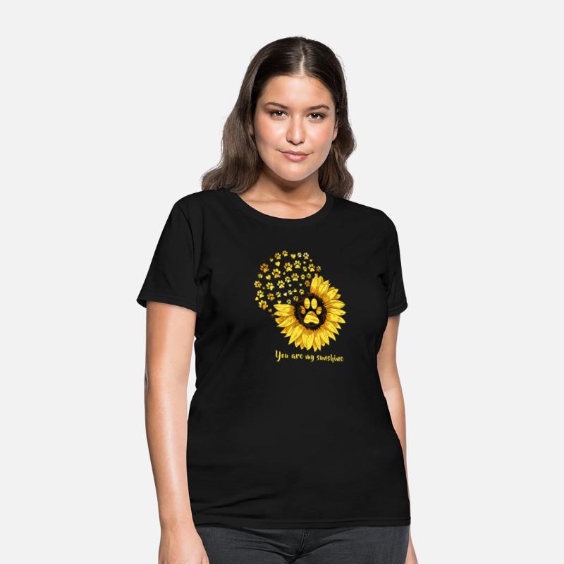 Womens Dog Paw Print Sunflower